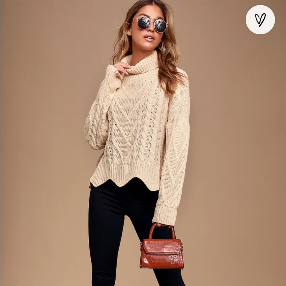 Call Me Cozy Cable Knit Turtleneck Sweater Lulus